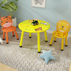 Round & Square Kids' Animal-Themed Wooden Desk Sets with Matching Chairs