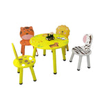 Round & Square Kids' Animal-Themed Wooden Desk Sets with Matching Chairs