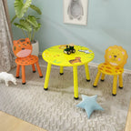 Round & Square Kids' Animal-Themed Wooden Desk Sets with Matching Chairs