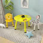 Round & Square Kids' Animal-Themed Wooden Desk Sets with Matching Chairs