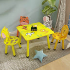 Round & Square Kids' Animal-Themed Wooden Desk Sets with Matching Chairs