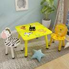 Round & Square Kids' Animal-Themed Wooden Desk Sets with Matching Chairs