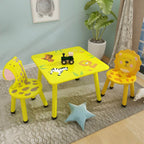 Round & Square Kids' Animal-Themed Wooden Desk Sets with Matching Chairs