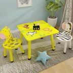 Round & Square Kids' Animal-Themed Wooden Desk Sets with Matching Chairs