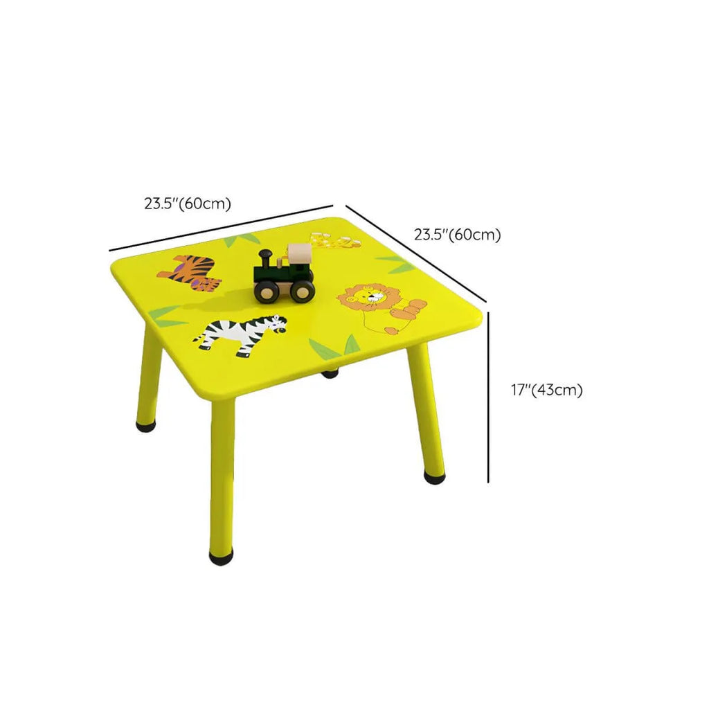 Round & Square Kids' Animal-Themed Wooden Desk Sets with Matching Chairs Dimensions