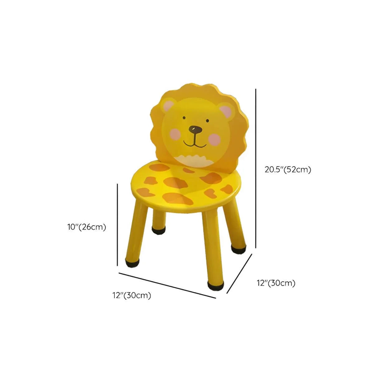 Round & Square Kids' Animal-Themed Wooden Desk Sets with Matching Chairs Dimensions