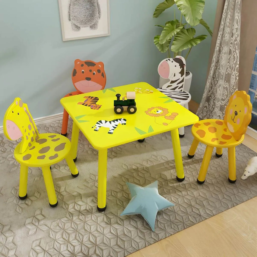 Round & Square Kids' Animal-Themed Wooden Desk Sets with Matching Chairs Main Product Image