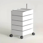 Rounded 5-Drawer Mobile Filing Cabinet With Open Top Storage