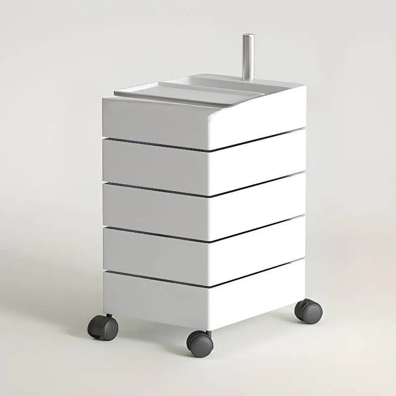 Rounded 5-Drawer Mobile Filing Cabinet With Open Top Storage