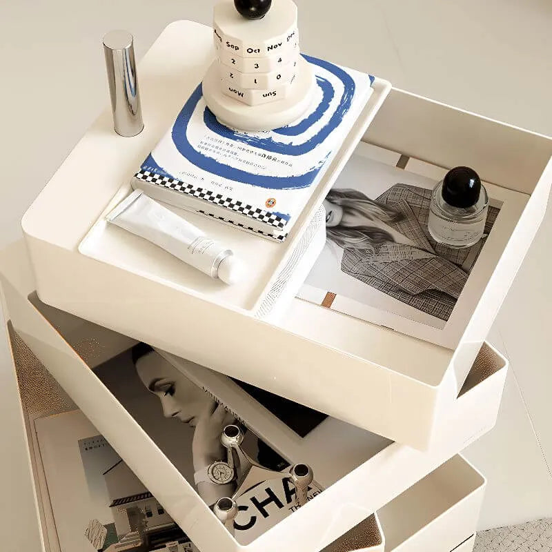 Rounded 5-Drawer Mobile Filing Cabinet With Open Top Storage