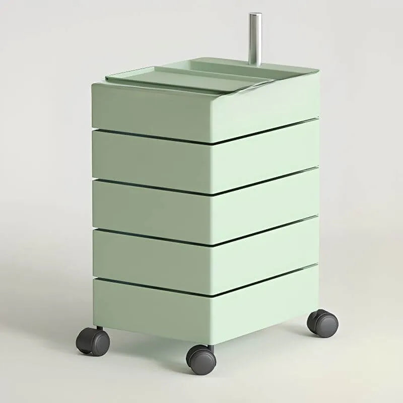 Rounded 5-Drawer Mobile Filing Cabinet With Open Top Storage