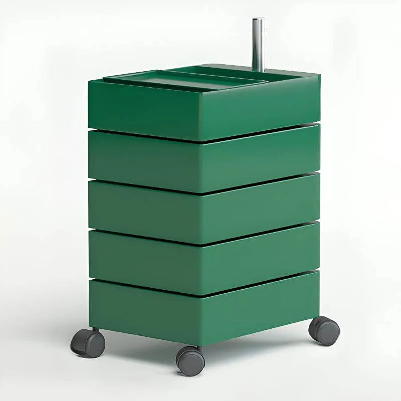 Rounded 5-Drawer Mobile Filing Cabinet With Open Top Storage