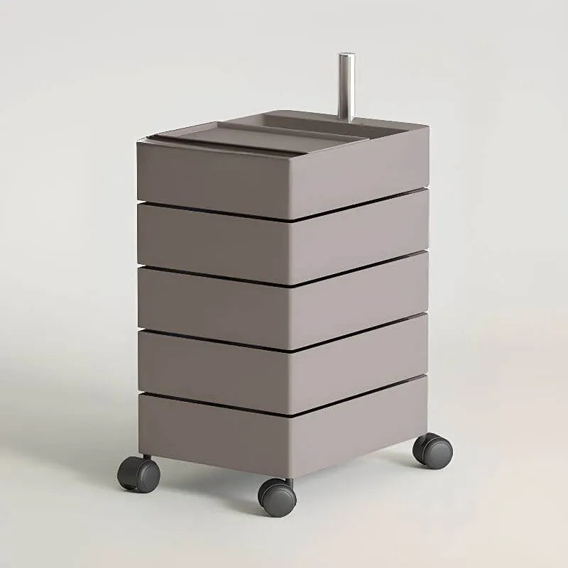 Rounded 5-Drawer Mobile Filing Cabinet With Open Top Storage