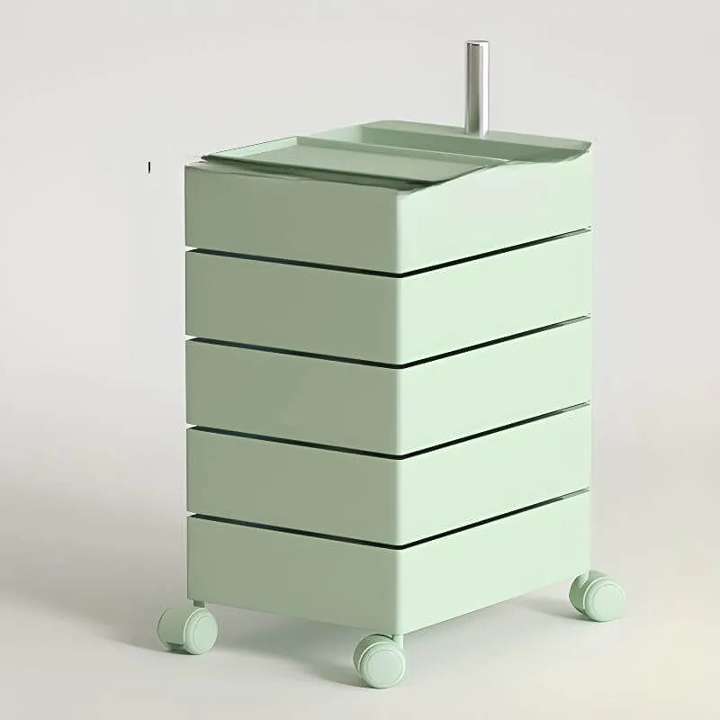 Rounded 5-Drawer Mobile Filing Cabinet With Open Top Storage