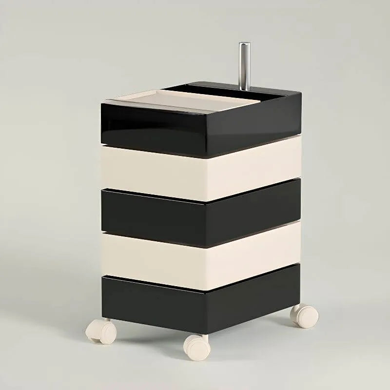 Rounded 5-Drawer Mobile Filing Cabinet With Open Top Storage