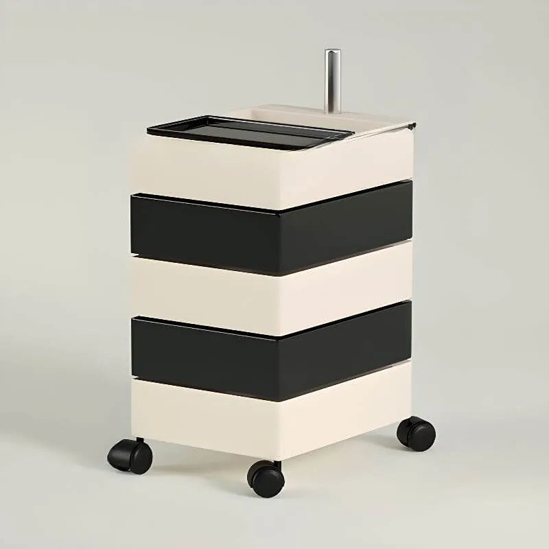 Rounded 5-Drawer Mobile Filing Cabinet With Open Top Storage