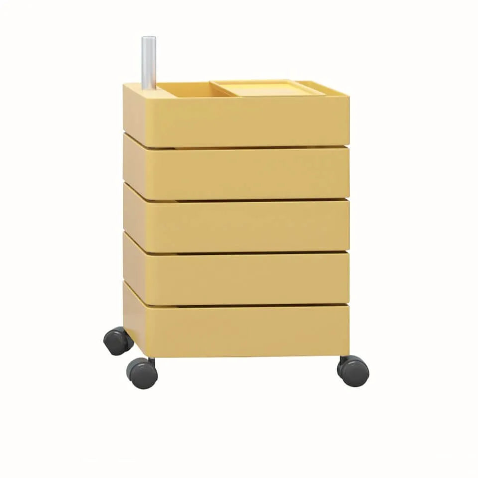 Rounded 5-Drawer Mobile Filing Cabinet With Open Top Storage