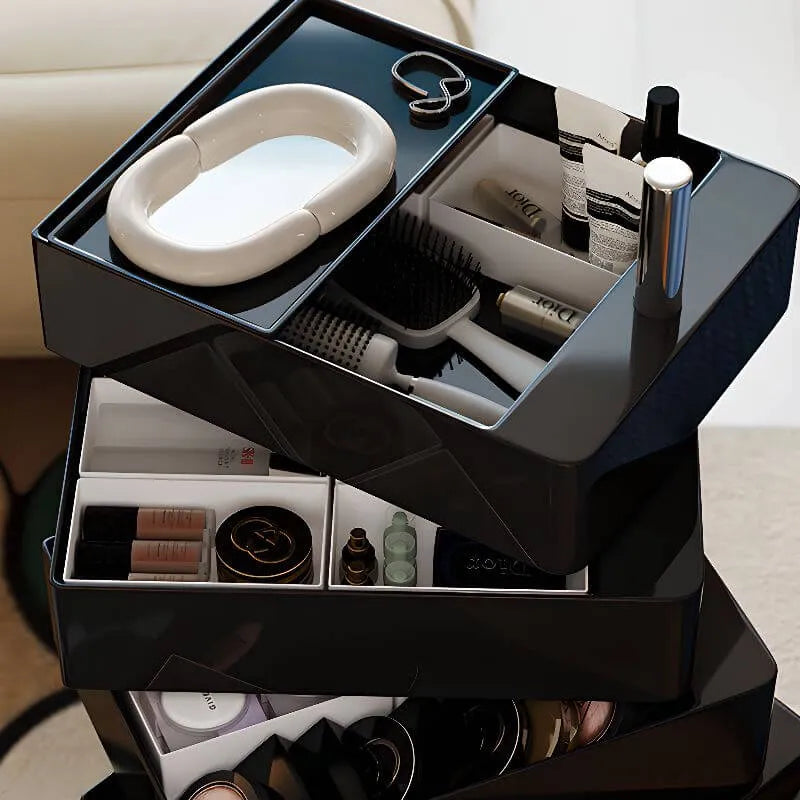 Rounded 5-Drawer Mobile Filing Cabinet With Open Top Storage