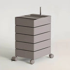 Rounded 5-Drawer Mobile Filing Cabinet With Open Top Storage