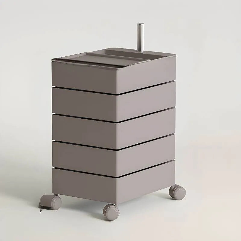 Rounded 5-Drawer Mobile Filing Cabinet With Open Top Storage