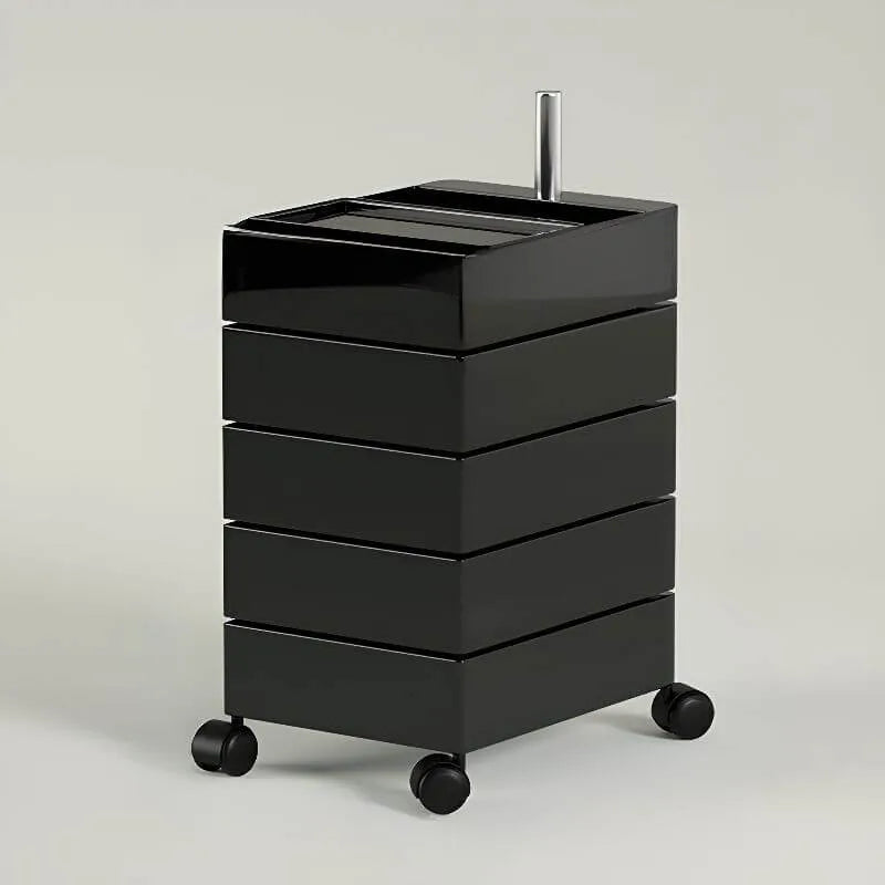 Rounded 5-Drawer Mobile Filing Cabinet With Open Top Storage