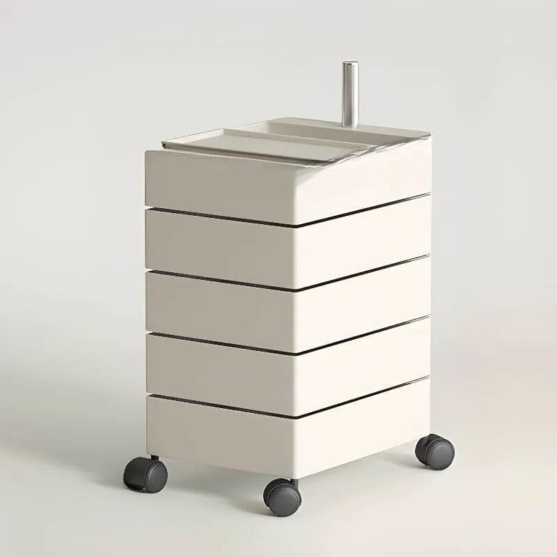 Rounded 5-Drawer Mobile Filing Cabinet With Open Top Storage