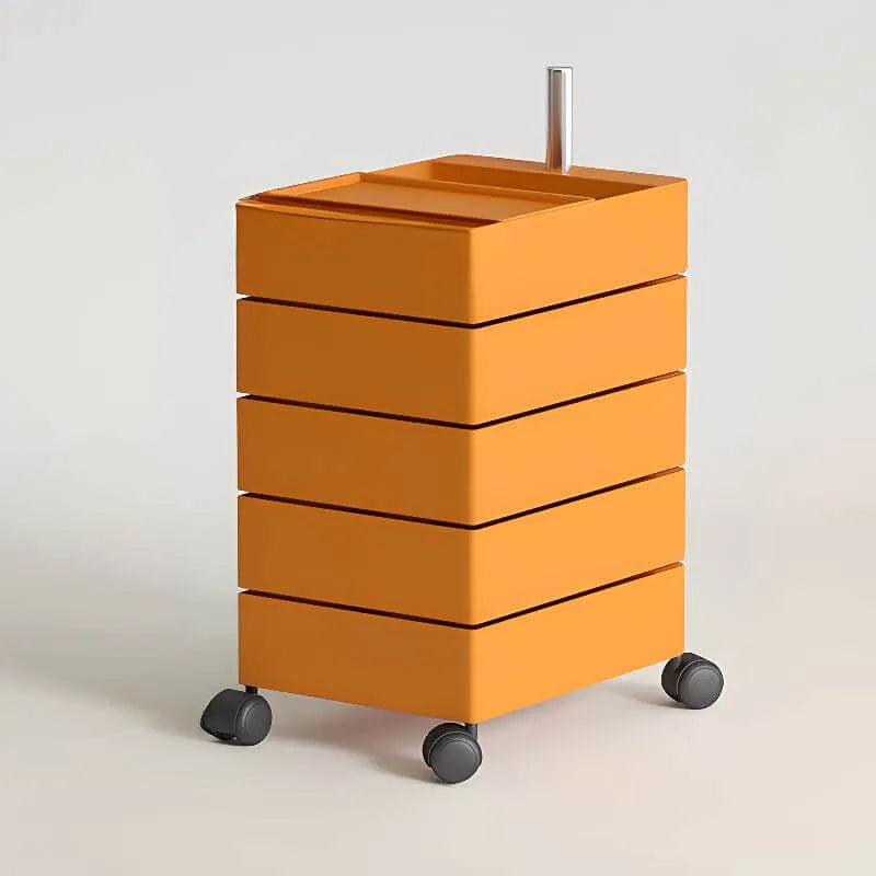Rounded 5-Drawer Mobile Filing Cabinet With Open Top Storage