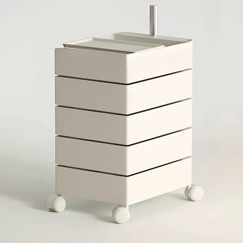 Rounded 5-Drawer Mobile Filing Cabinet With Open Top Storage