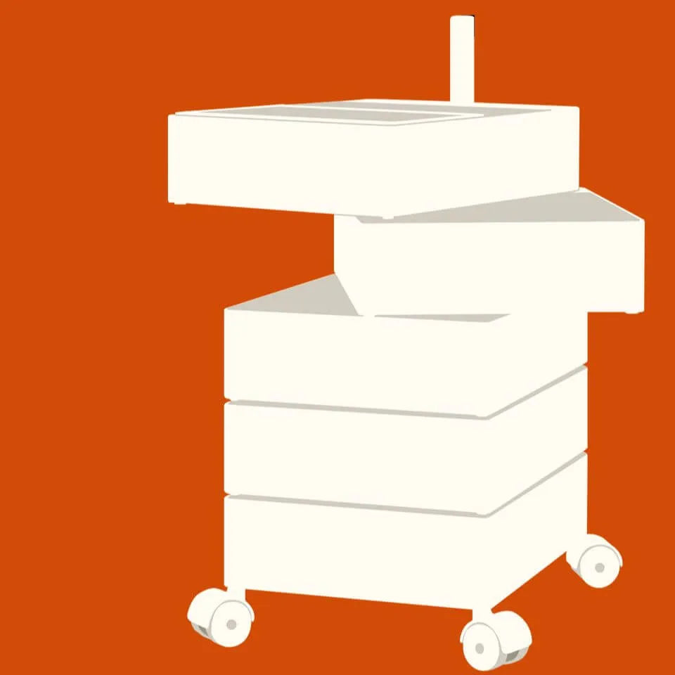 Rounded 5-Drawer Mobile Filing Cabinet With Open Top Storage