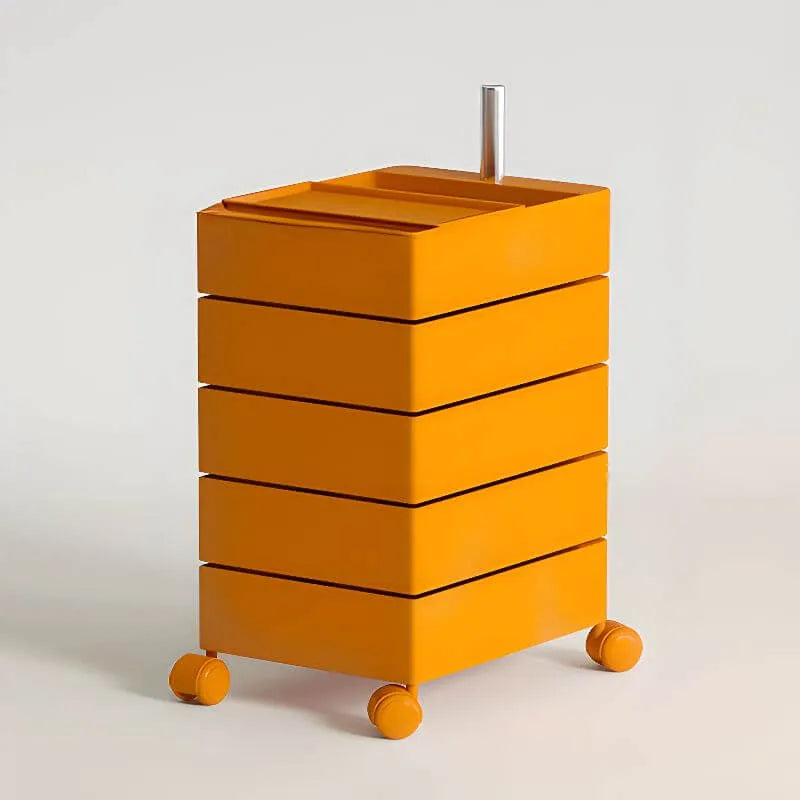 Rounded 5-Drawer Mobile Filing Cabinet With Open Top Storage