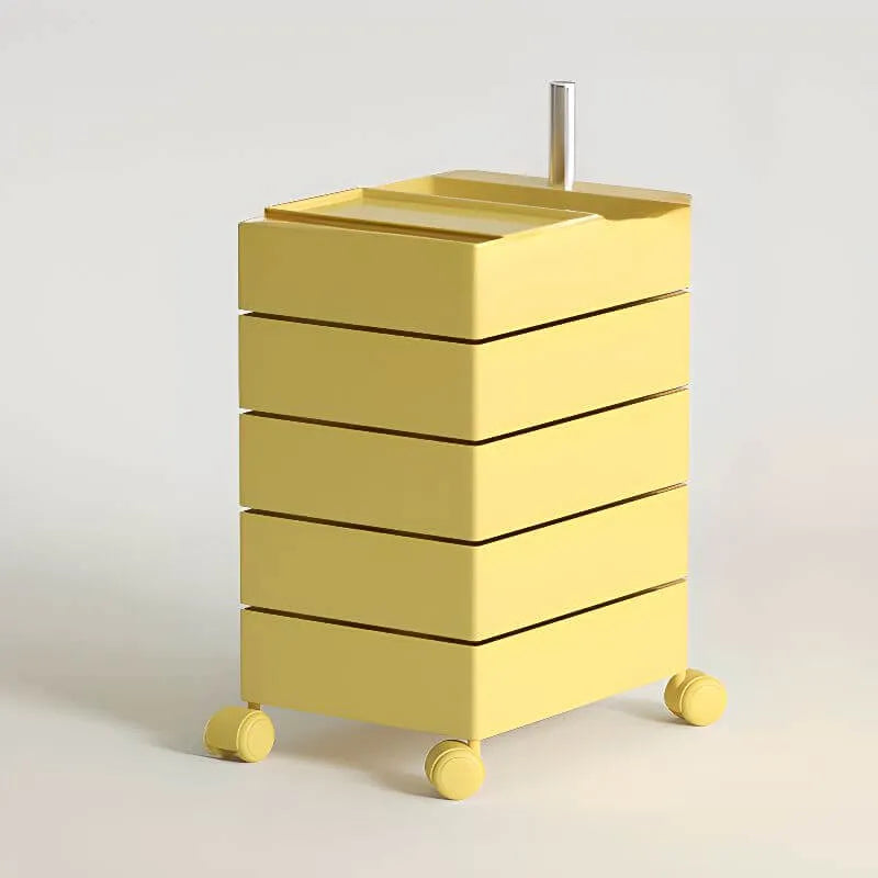 Rounded 5-Drawer Mobile Filing Cabinet With Open Top Storage