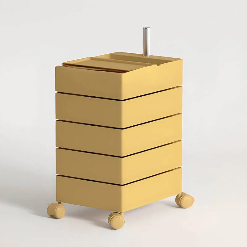 Rounded 5-Drawer Mobile Filing Cabinet With Open Top Storage