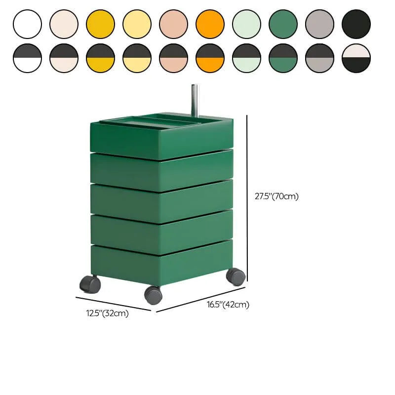 Rounded 5-Drawer Mobile Filing Cabinet With Open Top Storage Dimensions