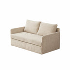 Rounded Convertible Kids Sofa Bed in Soft Ribbed Fabric for Reading Nooks