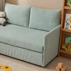 Rounded Convertible Kids Sofa Bed in Soft Ribbed Fabric for Reading Nooks