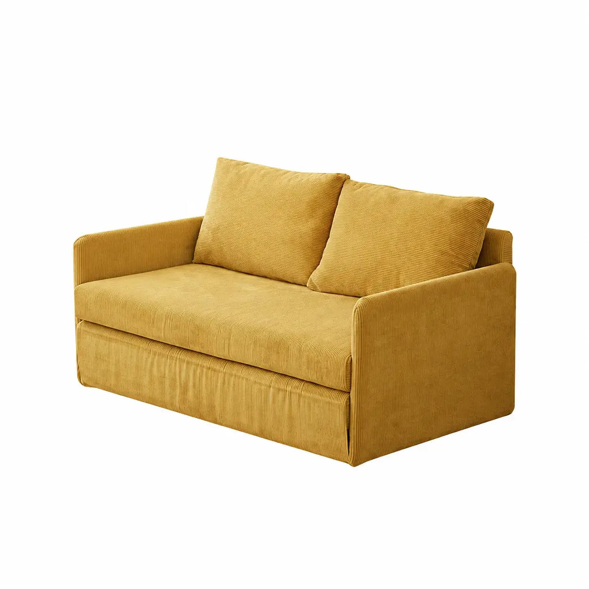 Rounded Convertible Kids Sofa Bed in Soft Ribbed Fabric for Reading Nooks
