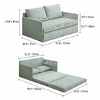 Rounded Convertible Kids Sofa Bed in Soft Ribbed Fabric for Reading Nooks Dimensions
