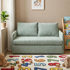 Rounded Convertible Kids Sofa Bed in Soft Ribbed Fabric for Reading Nooks Main Product Image