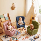 Rounded Corduroy Accent Chair for Kids, Cozy Reading Nook Seating