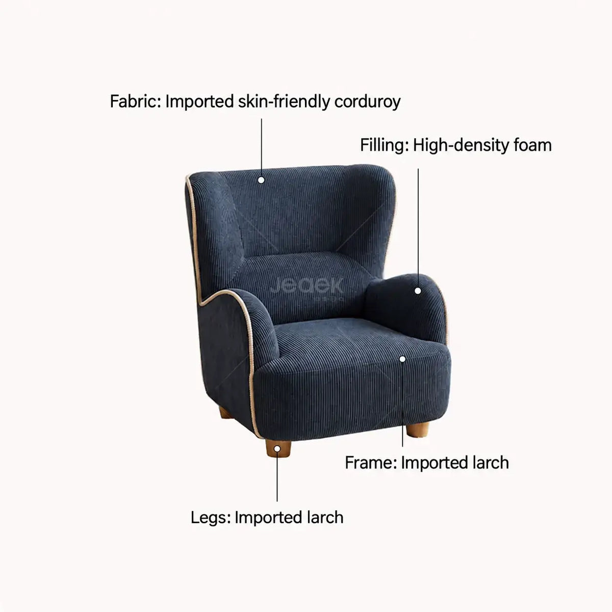Rounded Corduroy Accent Chair for Kids, Cozy Reading Nook Seating