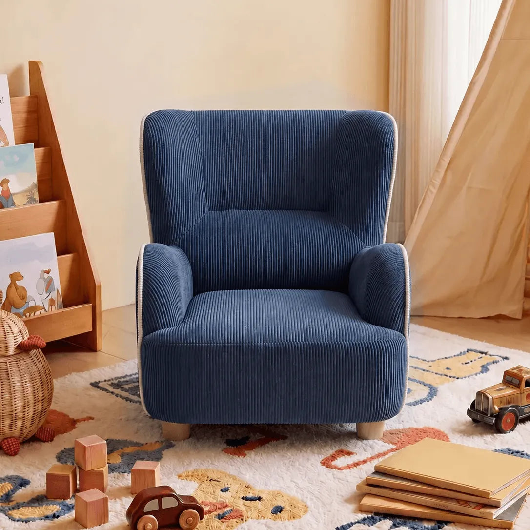Rounded Corduroy Accent Chair for Kids, Cozy Reading Nook Seating