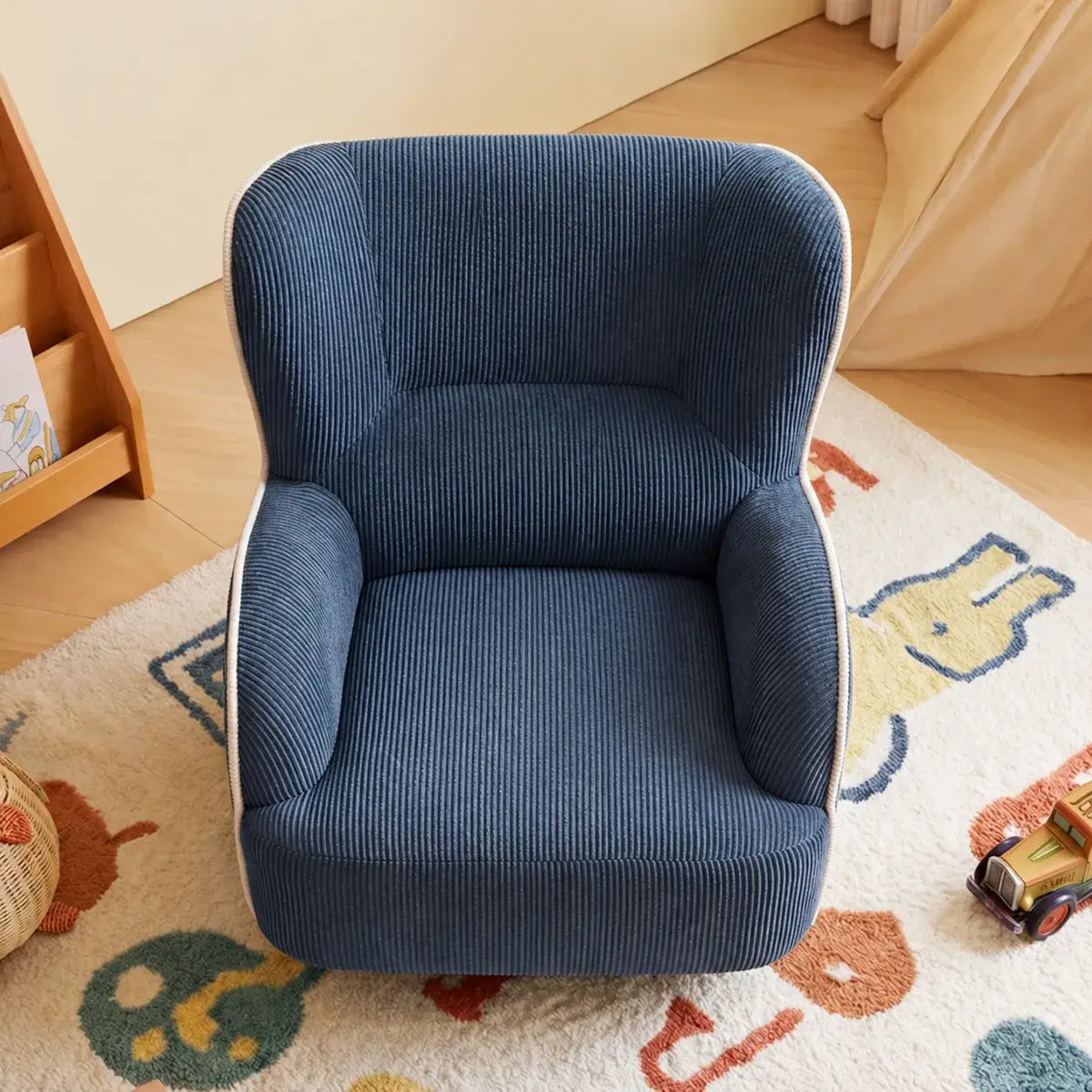 Rounded Corduroy Accent Chair for Kids, Cozy Reading Nook Seating