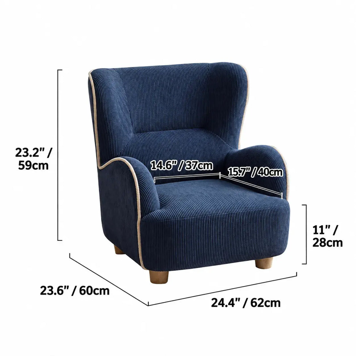 Rounded Corduroy Accent Chair for Kids, Cozy Reading Nook Seating Dimensions