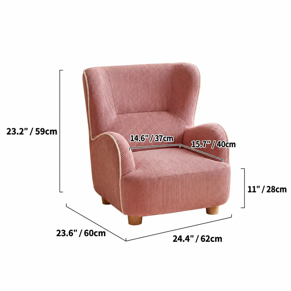 Rounded Corduroy Accent Chair for Kids, Cozy Reading Nook Seating Dimensions