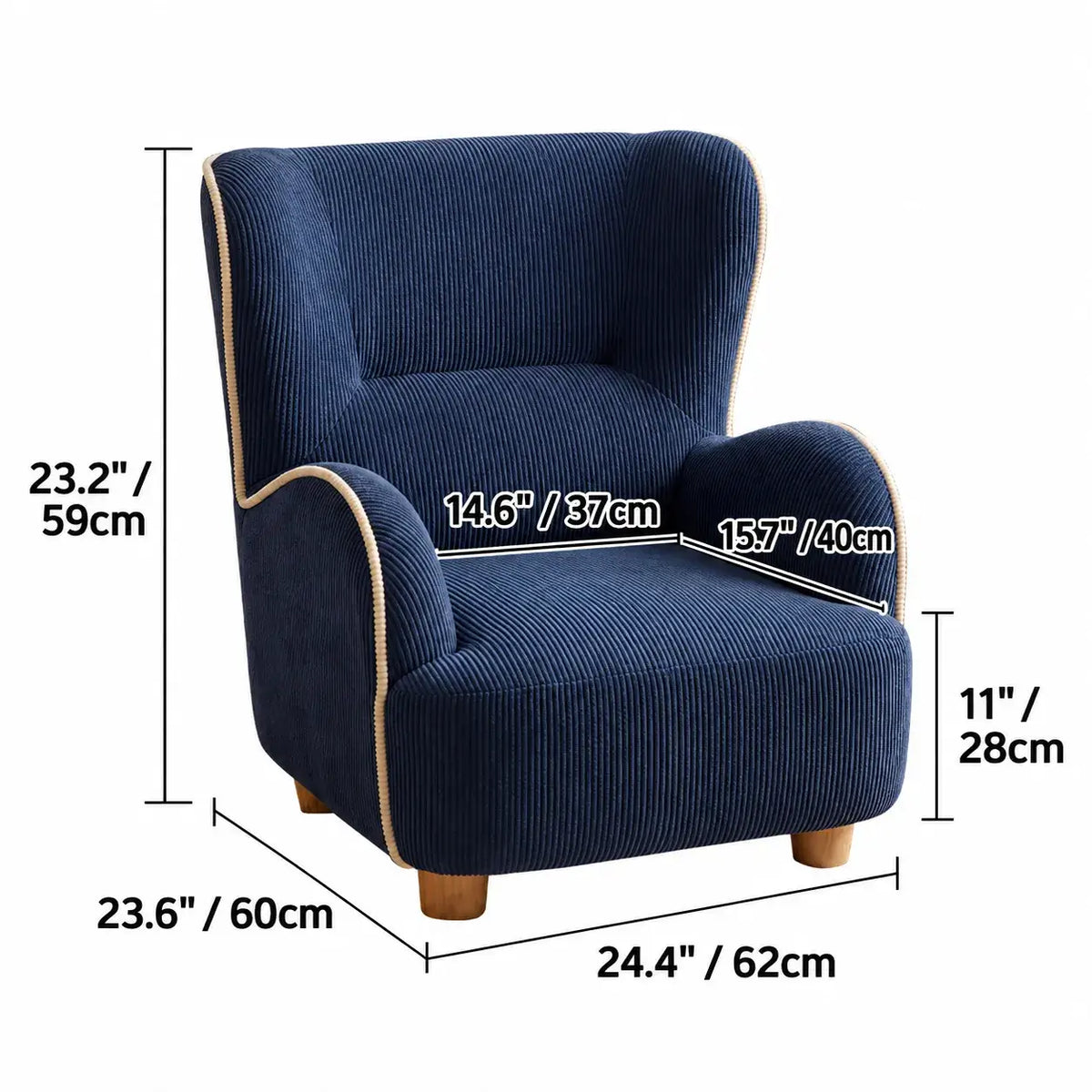 Rounded Corduroy Accent Chair for Kids, Cozy Reading Nook Seating Dimensions