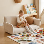 Rounded Plush Kids Folding Loveseat for Reading Nooks and Bedrooms