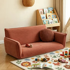 Rounded Plush Kids Folding Loveseat for Reading Nooks and Bedrooms