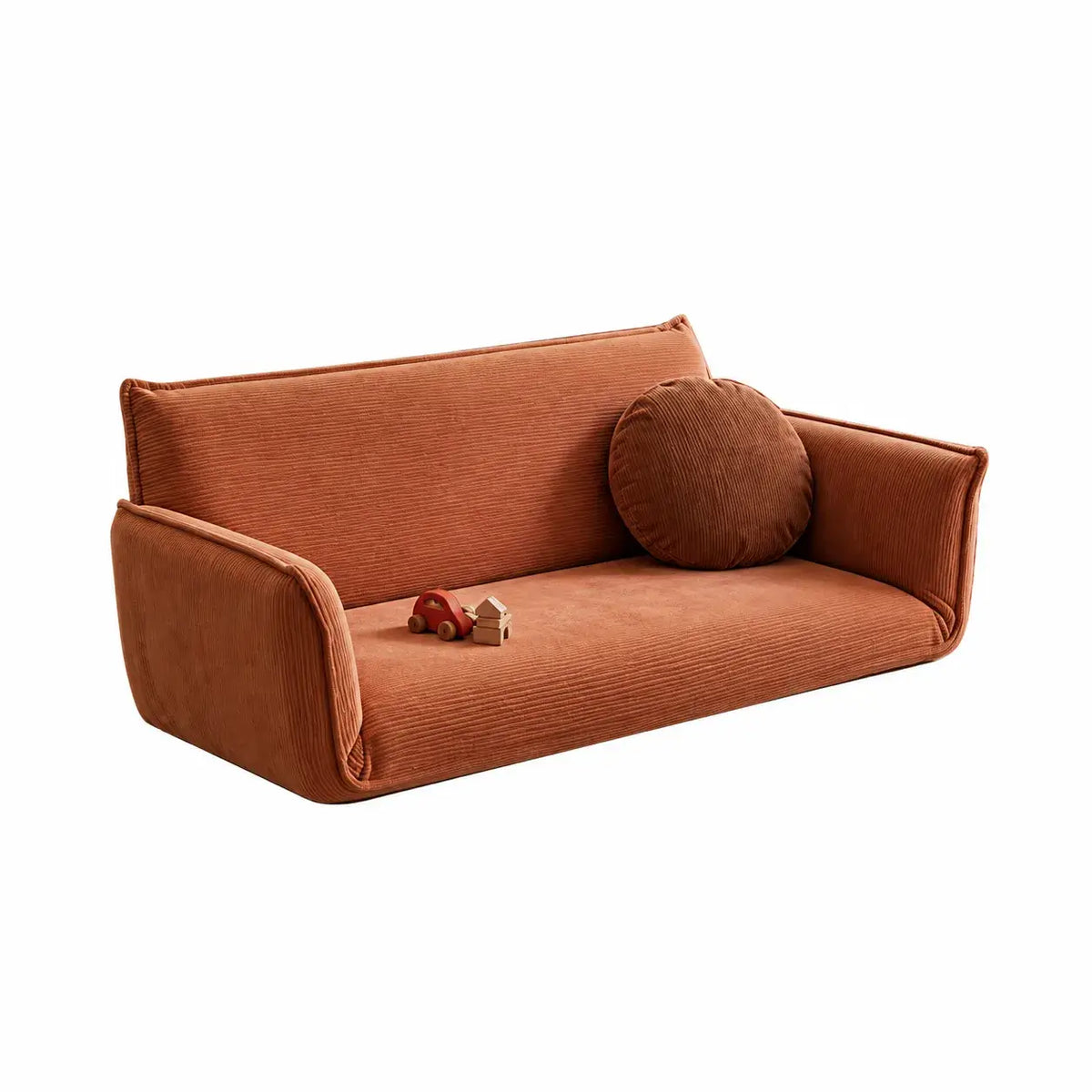 Rounded Plush Kids Folding Loveseat for Reading Nooks and Bedrooms
