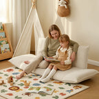 Rounded Plush Kids Folding Loveseat for Reading Nooks and Bedrooms