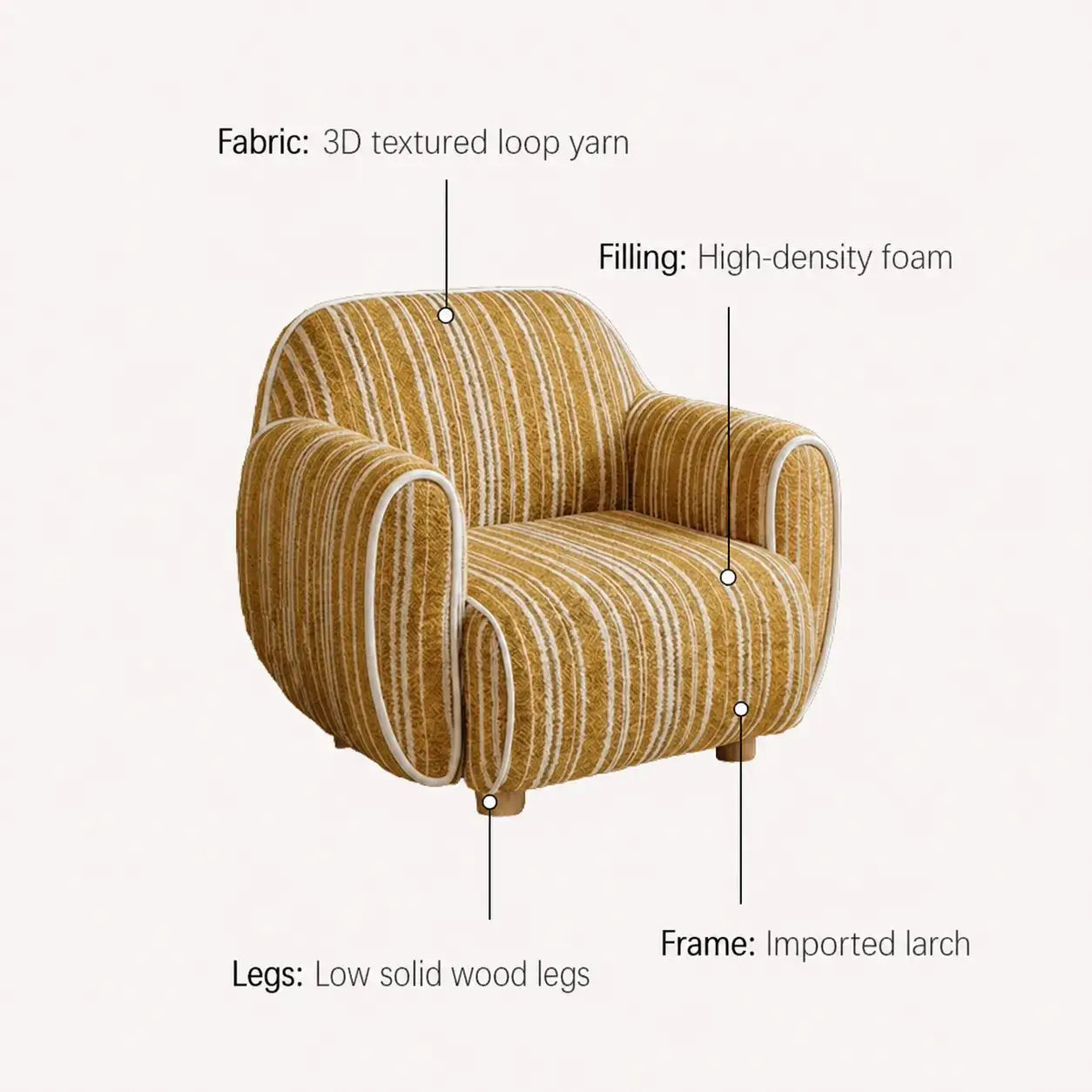 Rounded Ribbed Kids Chair Series With Cozy Boucle Texture for Reading Nooks